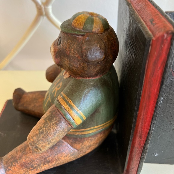 Vintage wooden bear bookends - Picture 7 of 11